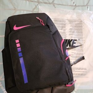 Nike Black and Pink Backpack with Blue Accents